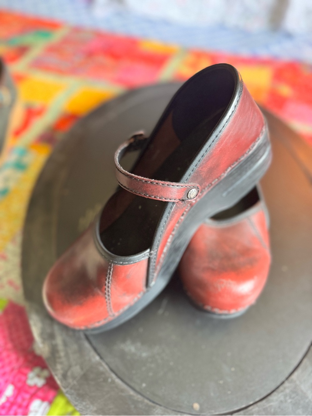Dansko Red Mary Jane Clogs with Strap